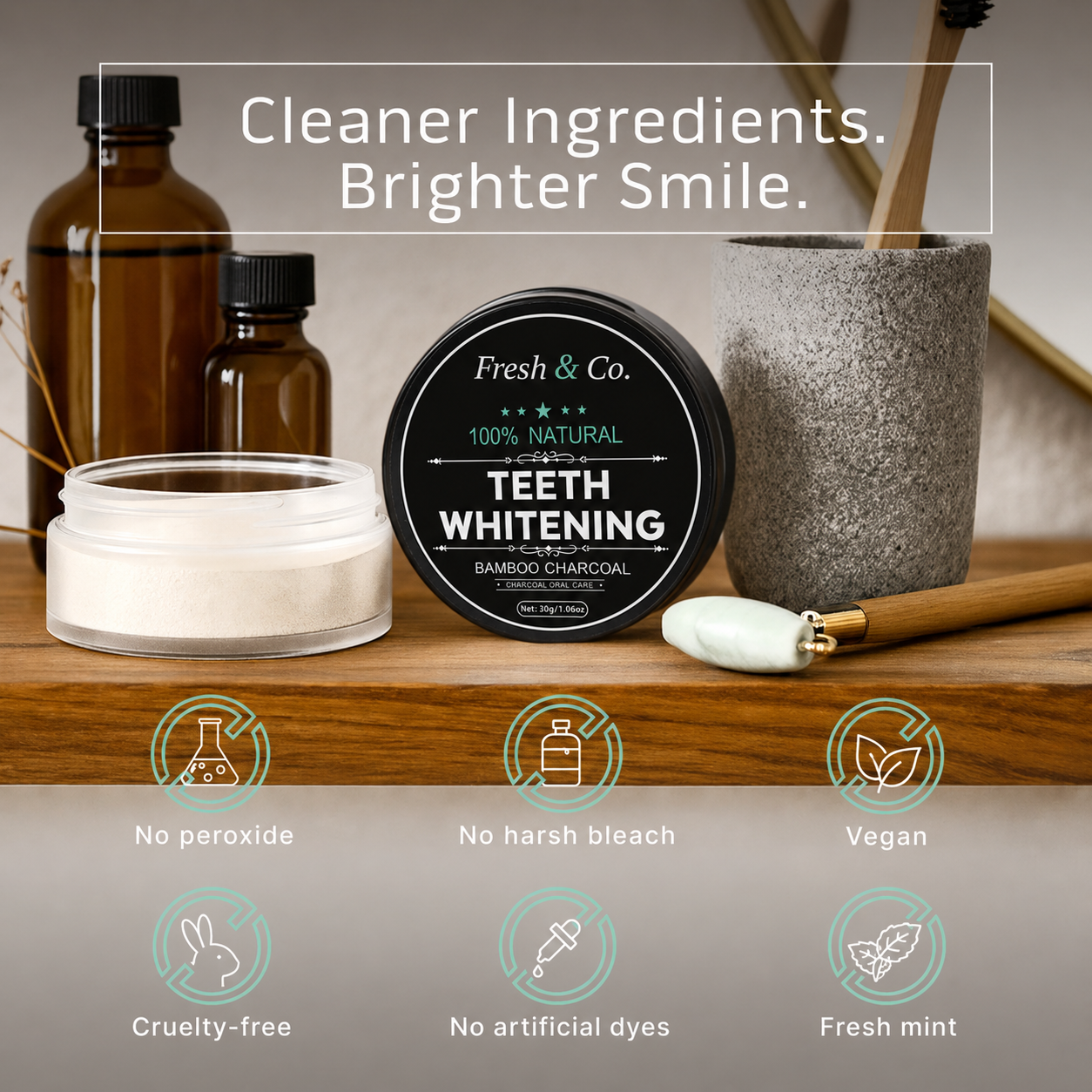 Bamboo Charcoal Whitening Tooth Powder - Mint, 30g